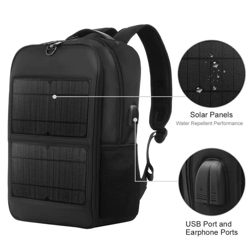 Super Cheap HAWEEL 14W Solar Panel Power Backpack Laptop Bag with Handle and 5V / 2.1A Max USB Charging Port